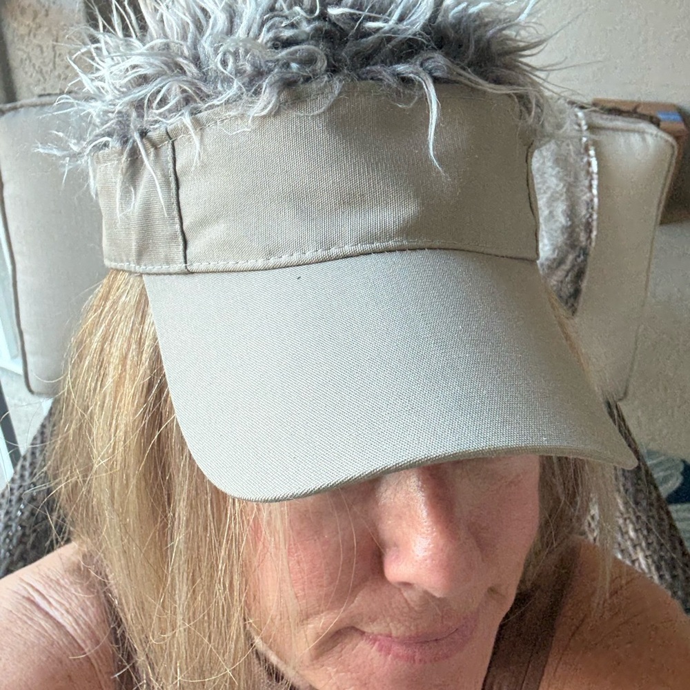 Beige and Brown Woven Furry Head Hat - Picture 3 of 5